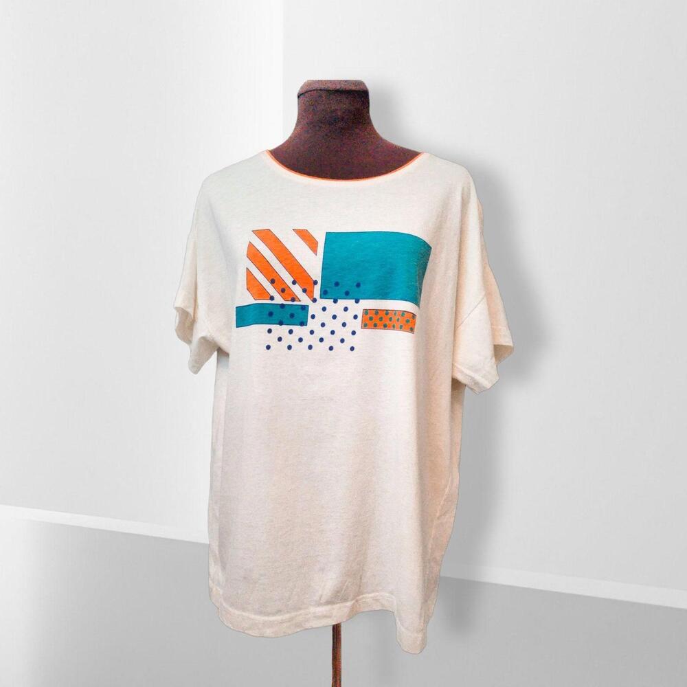Vintage 90s Adidas Trefoil Abstract Graphic Print T-Shirt